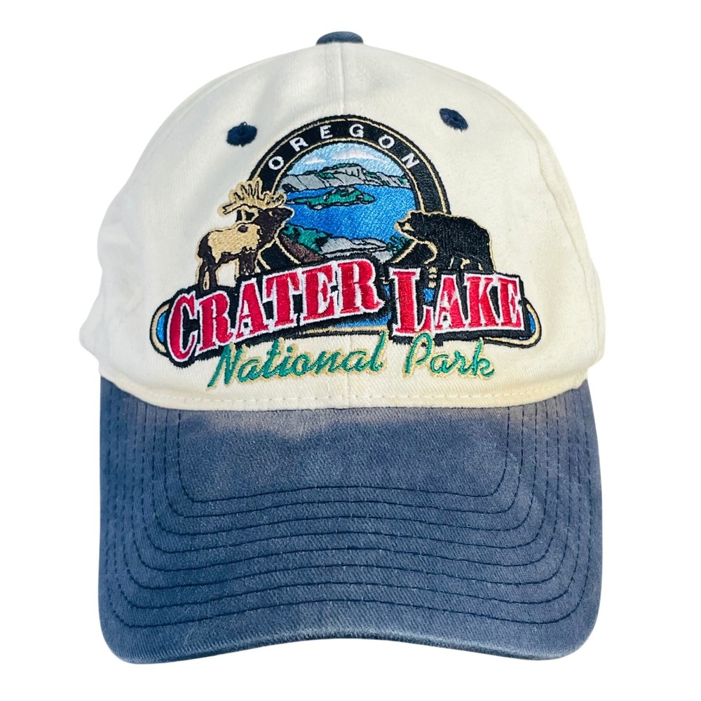 Vintage Crater Lake National Park Hat Oregon Wildlife Strapback Cap 90s